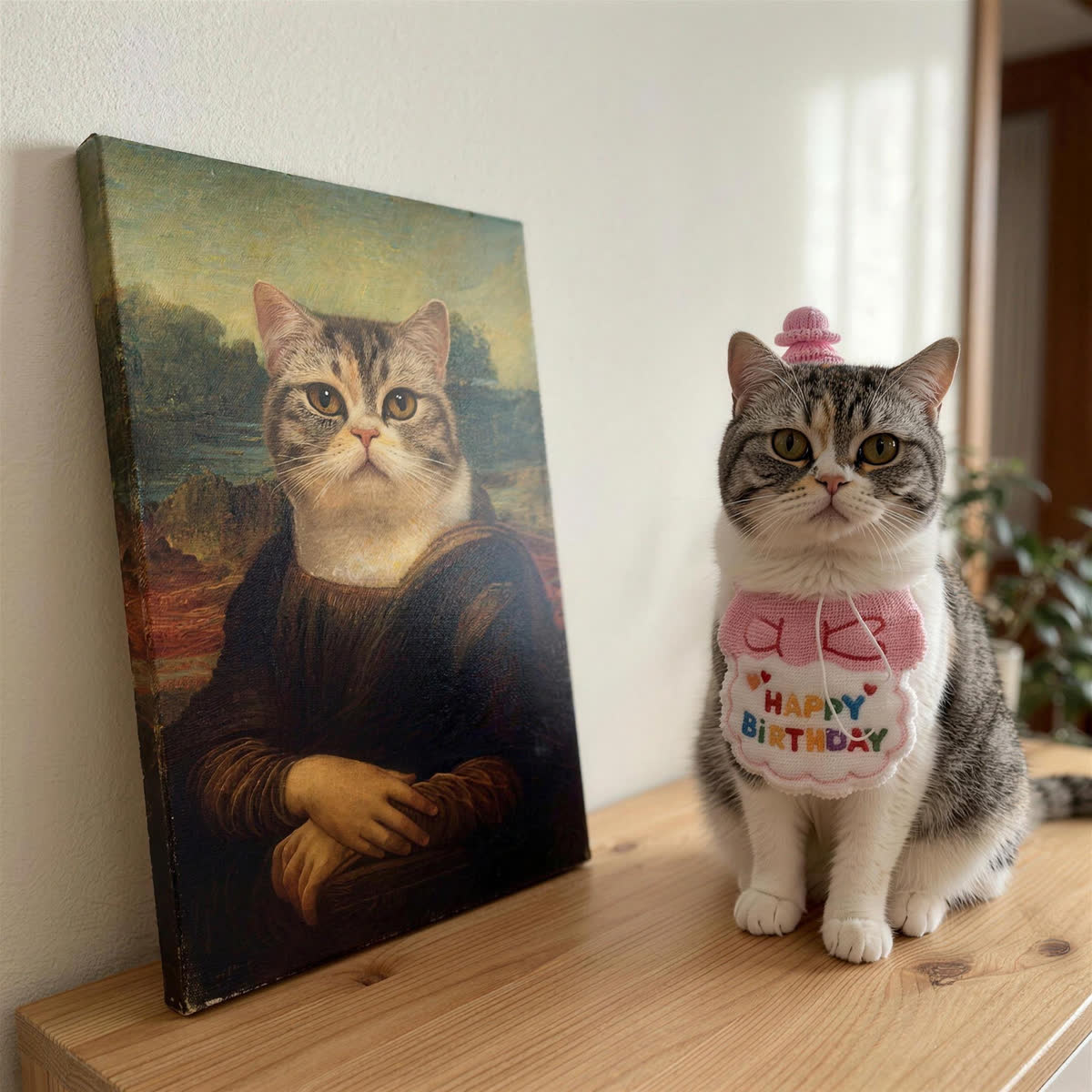 Katzenportrait im Stil der Mona Lisa